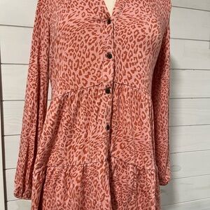 Wonderly Pink Animal Print Long Sleeve Dress
